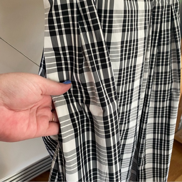 Anthropologie Maeve Black White Plaid Square-Neck Tie Strap Midi Dress Medium - Picture 9 of 16